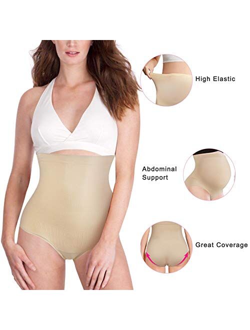 BRABIC Women’s Maternity Underwear Seamless High Waist Pregnancy Panties Belly Support Briefs Over Bump 2 Pack