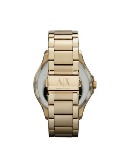 Armani Exchange Men's Multi-function Gold Tone Stainless Steel Bracelet Watch 46mm