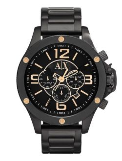 Men's Chronograph Black Stainless Steel Bracelet Watch 48mm