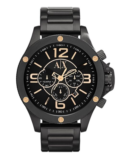 Armani Exchange Men's Chronograph Black Stainless Steel Bracelet Watch 48mm
