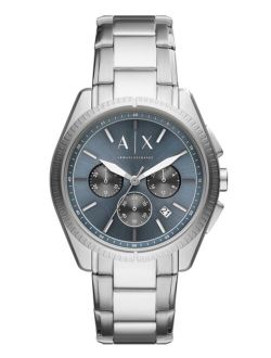 AX Men's Chronograph Silver-Tone Stainless Steel Bracelet Watch 42mm