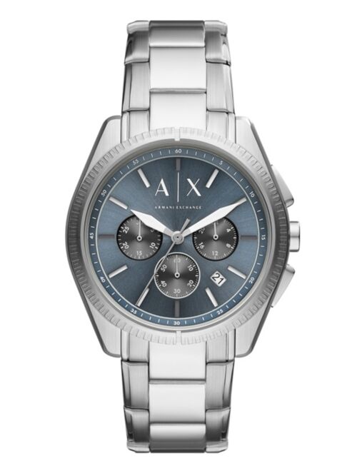 Armani Exchange AX Men's Chronograph Silver-Tone Stainless Steel Bracelet Watch 42mm