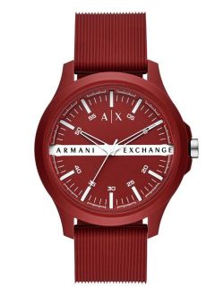 Men's Red Silicone Strap Watch 46mm