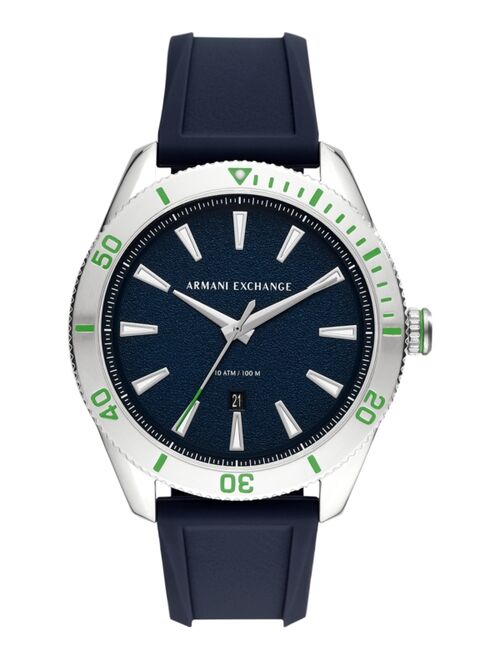 Armani Exchange Men's Enzo Blue Silicone Strap Watch 46mm