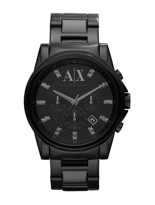Armani Exchange Men's Chronograph Black Stainless Steel Bracelet Watch 45mm