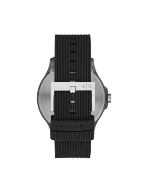 Armani Exchange Men's Black Silicone Strap Watch 46mm