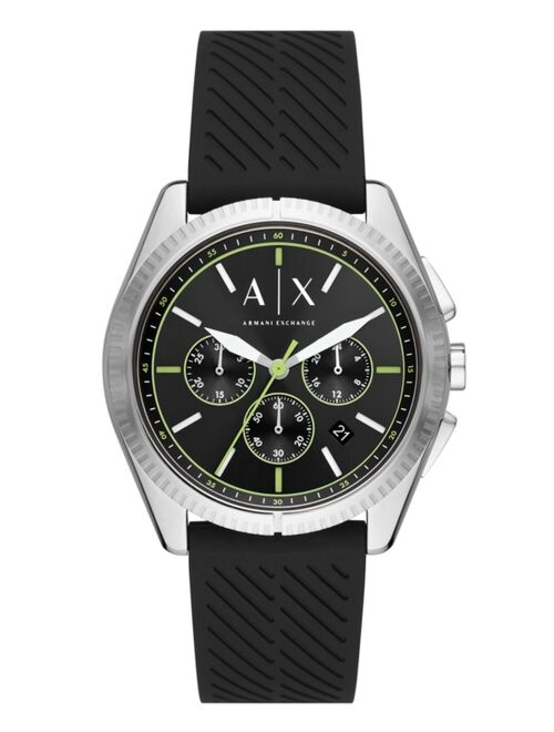 Armani Exchange Men's Chronograph Black Silicone Strap Watch 43mm