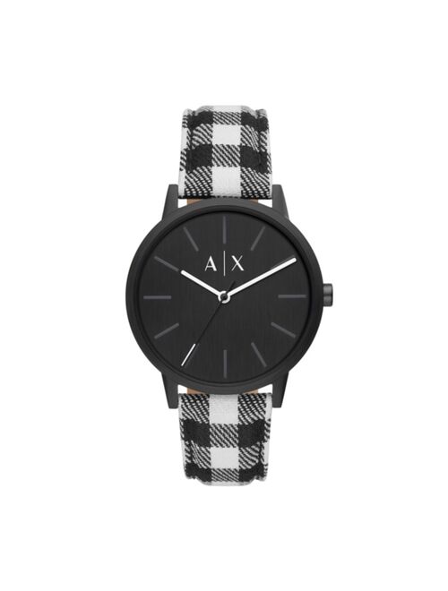 Armani Exchange Men's Black Leather Strap Watch 42mm