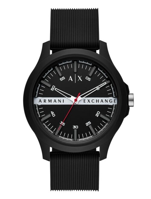 Armani Exchange Men's Black Silicone Strap Watch 46mm