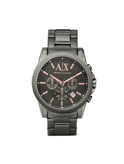 Men's Chronograph Gunmetal Gray Stainless Steel Bracelet Watch 45mm