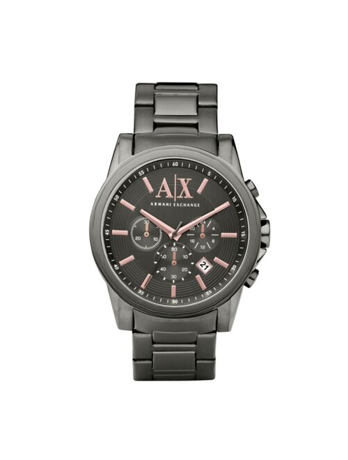 Armani Exchange Men's Chronograph Gunmetal Gray Stainless Steel Bracelet Watch 45mm
