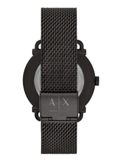 Armani Exchange Men's Rocco Black Stainless Steel Mesh Bracelet Watch 44mm