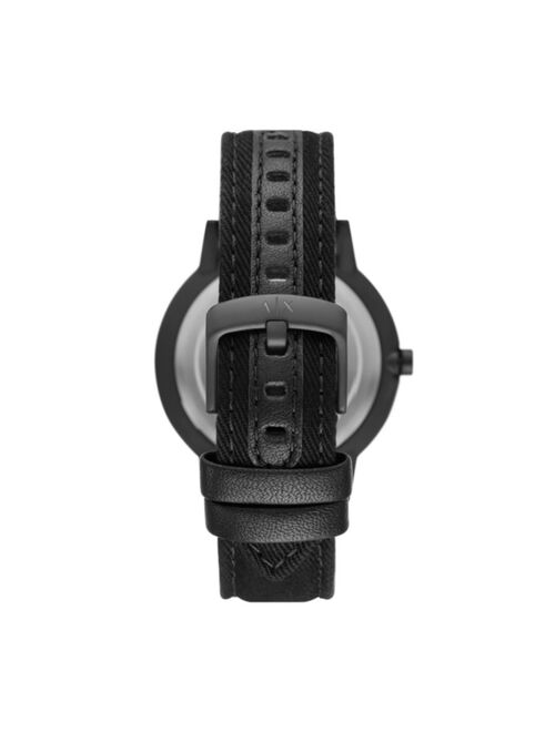 Armani Exchange Men's Black Leather Strap Watch 42mm