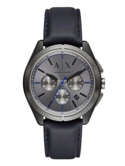 Men's Chronograph Blue Leather Strap Watch 43mm