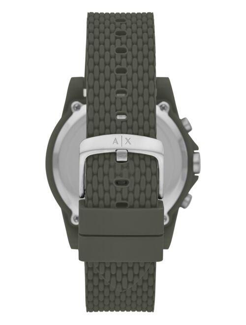 Armani Exchange Men's Chronograph Outerbanks Olive Green Silicone Strap Watch 44mm