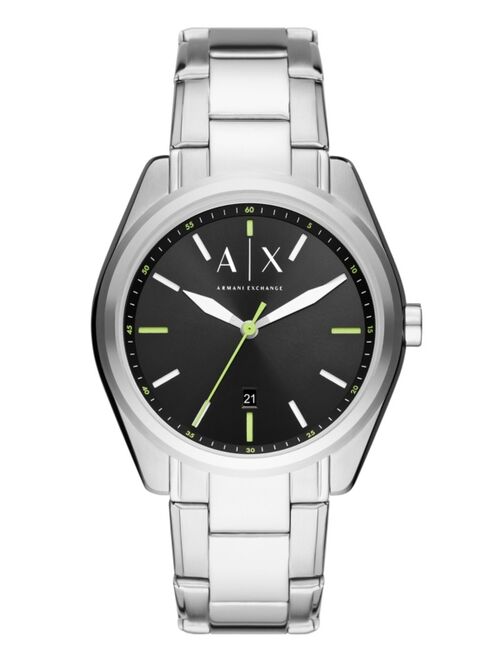 Armani Exchange Men's Silver-tone Stainless Steel Watch 43mm