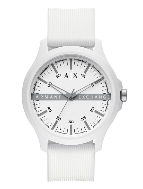 Armani Exchange Men's White Silicone Strap Watch 46mm