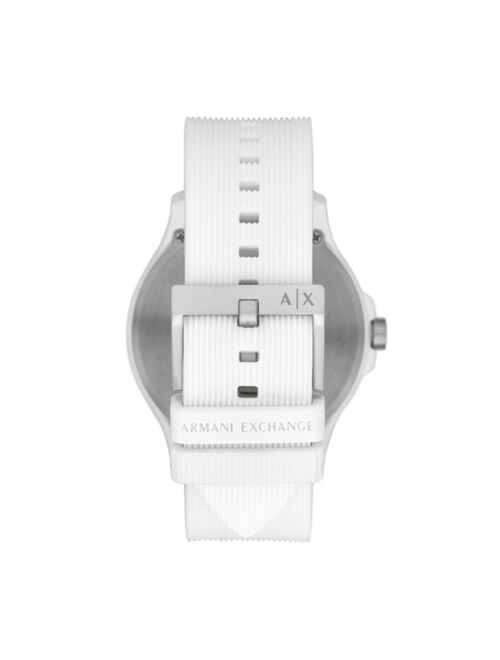 Armani Exchange Men's White Silicone Strap Watch 46mm