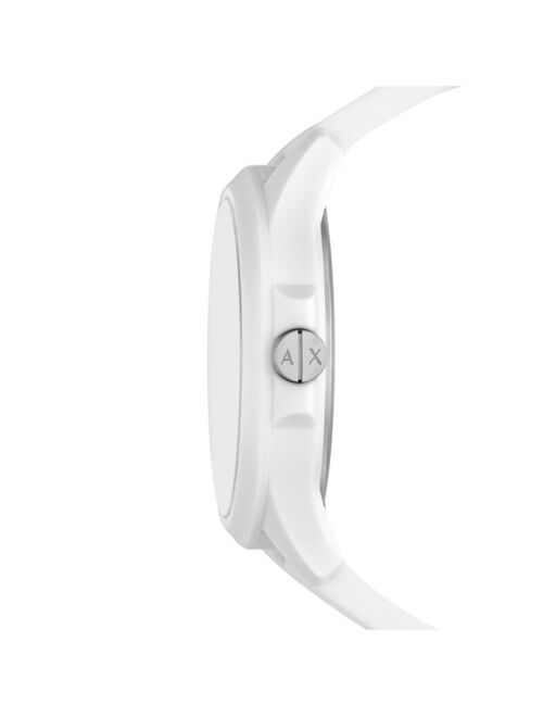 Armani Exchange Men's White Silicone Strap Watch 46mm