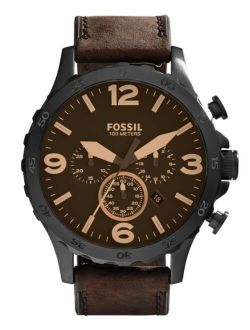 Men's Nate Brown Leather Strap Watch 50mm