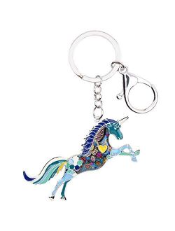 Enamel Alloy Horse Unicorn Key Chains Rings For Women Girl Car Purse bag Charms Gift Accessories Jewelry