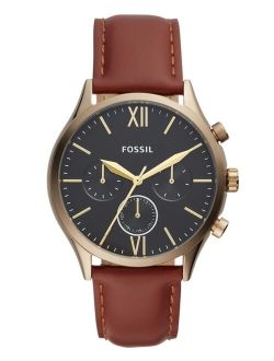 Men's Fenmore Multifunction Brown Leather Watch 44mm
