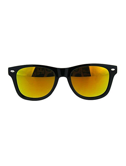 Kids Reflective Mirrored Lens Hipster Horn Rim Plastic Sunglasses
