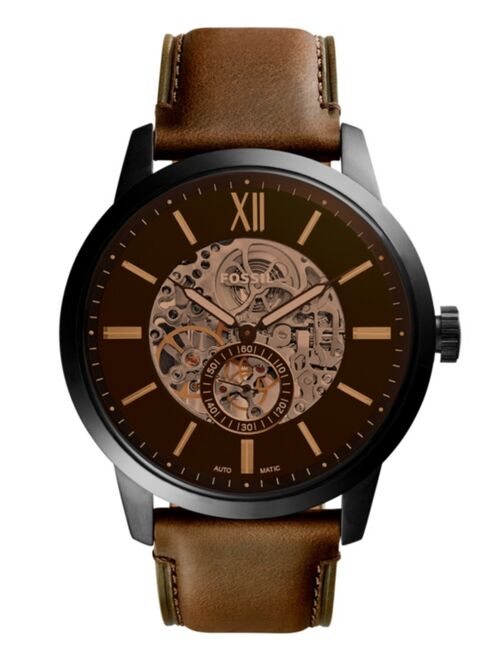 Fossil Men's Townsman Brown Leather Strap Watch 48mm