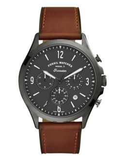 Men's Forrester Brown Leather Strap Watch 46mm
