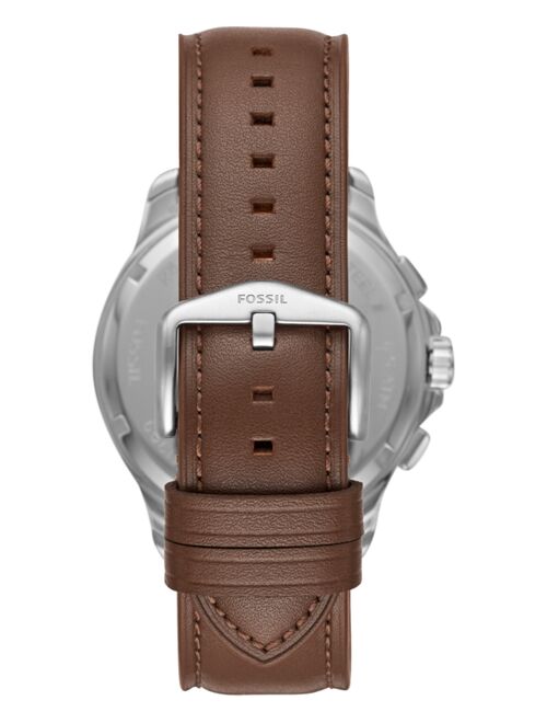 Fossil Men's Chronograph Monty Brown Leather Strap Watch 42mm