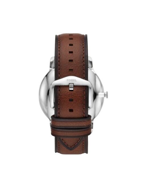 Fossil Men's Minimalist Brown Leather Strap Watch, 44mm