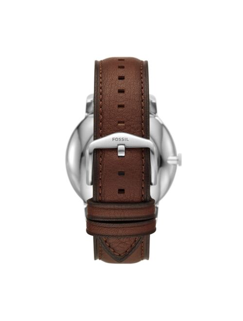 Fossil Men's Minimalist Brown Leather Strap Watch, 44mm