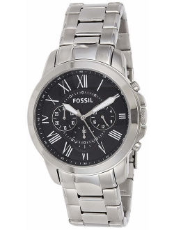 Men's Grant Stainless Steel and Leather Chronograph Quartz Watch