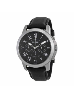 Men's Grant Stainless Steel and Leather Chronograph Quartz Watch