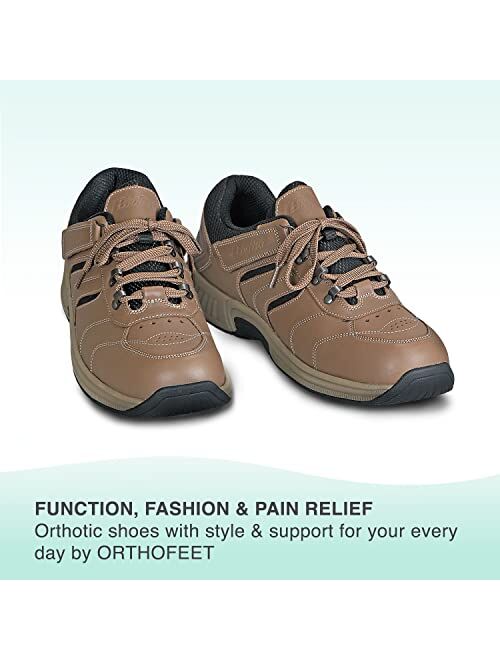 Orthofeet Proven Plantar Fasciitis and Foot Pain Relief. Extended Widths. Best Orthopedic Diabetic Men's Walking Shoes Shreveport Brown