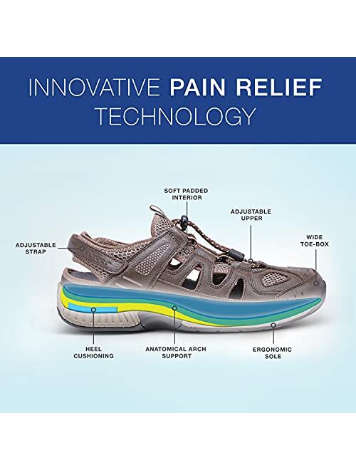 Orthofeet Arch Support Sandals for Men, Ideal for Heel and Foot Pain Relief. Therapeutic Design with Arch Support & Extended Widths - Alpine