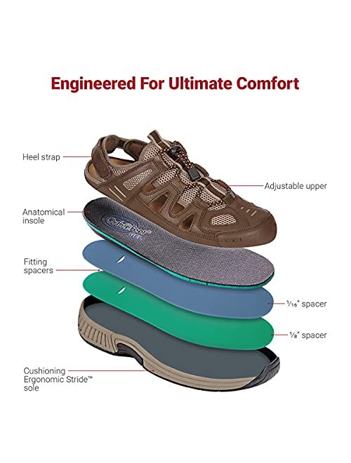 Orthofeet Arch Support Sandals for Men, Ideal for Heel and Foot Pain Relief. Therapeutic Design with Arch Support & Extended Widths - Alpine