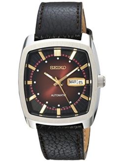 Men's RECRAFT Series Stainless Steel Automatic-self-Wind Watch with Leather Calfskin Strap, Black, 22 (Model: SNKP25)