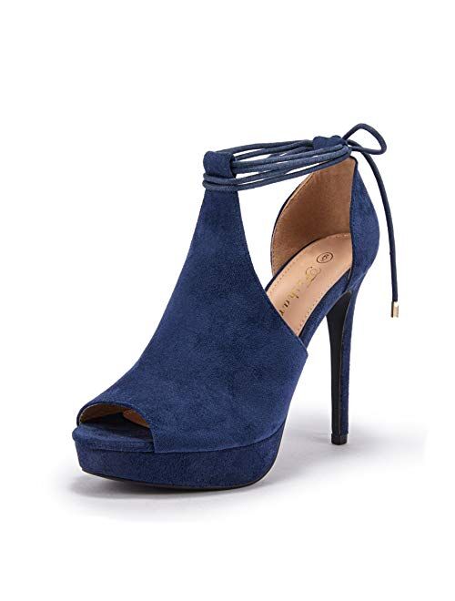 Fashare Womens Peep Toe Platform Heels Sandals Lace Up Tie Sexy Stilettos Dress Pumps Shoes