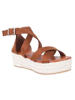Womens Espadrilles Wedge Sandals Open Toe Platform Criss Cross Ankle Strap Summer Dress Shoes