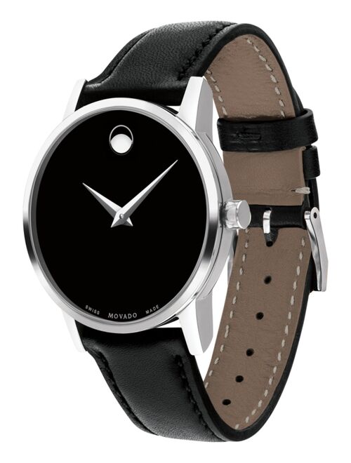 Movado Men's Swiss Museum Classic Black Leather Strap Watch 40mm
