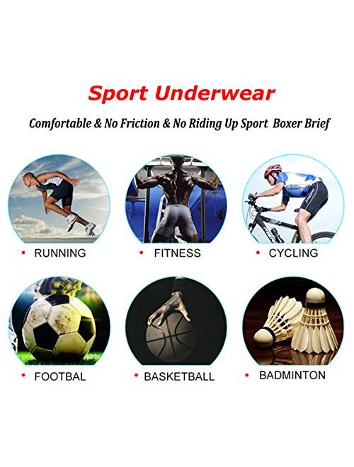 Ouruikia Men's Underwear Sports Boxer Briefs Quick Dry Athletic Performance Boxer Briefs Workouts Underwear