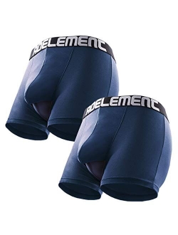 Men's Underwear Modal Boxer Briefs Breathable Separate Pouch Boxer Briefs with Functional Dul Fly