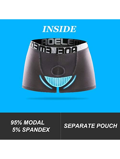 Ouruikia Men's Underwear Modal Boxer Briefs Breathable Separate Pouch Boxer Briefs with Functional Dul Fly