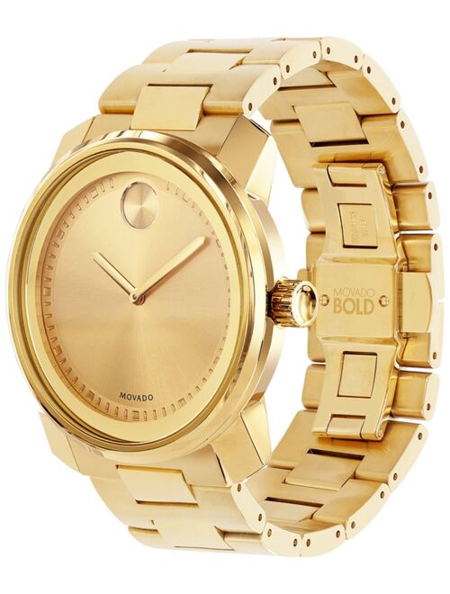 Movado Unisex Swiss Bold Gold Ion-Plated Stainless Steel Bracelet Watch 43mm