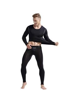 Men's Thermal Underwear Set Base Layer Set Tops & Long Johns Thermals Base Layer with Separate Pouch