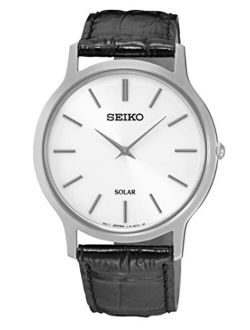 Men's Acciaio INOX Quartz Watch with Leather Strap, Silver, 20 (Model: Solar Herren)