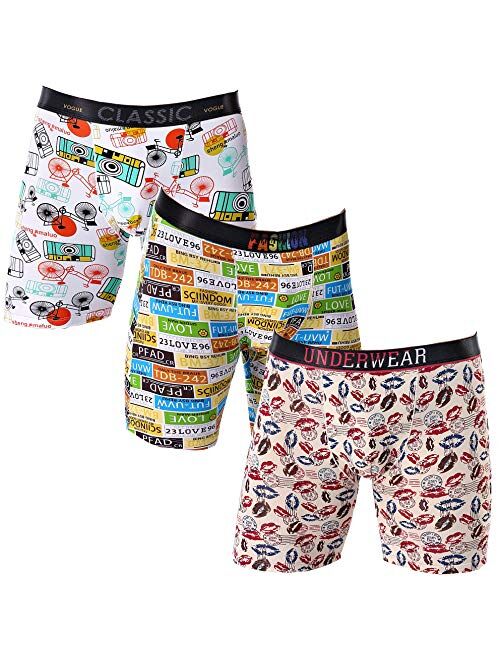 Ouruikia 3 Pack Men's Boxer Briefs Multi Pattern Underwear Comfortable Boxers