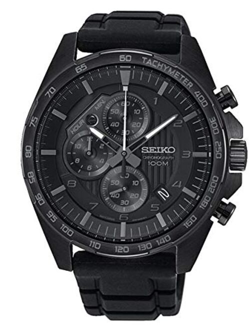 Seiko Men's 43.9mm Black Silicone Band Titanium Case Hardlex Crystal Quartz Analog Watch SSB327P1