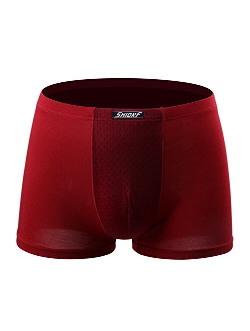Ouruikia SHIONF 3 Pack Men's Briefs Modal Lightweight Underwear Flyless Briefs Protective Mesh Pouch Trunks